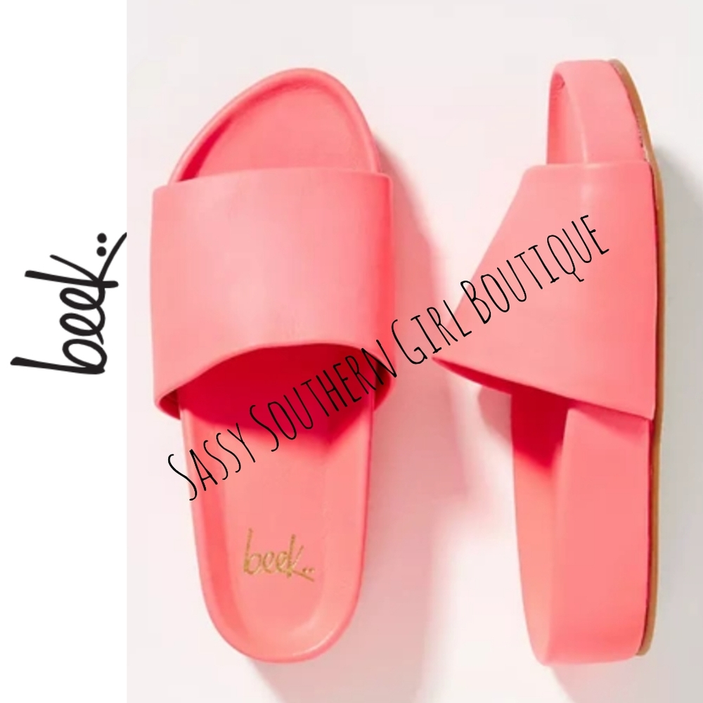 🆕⭐Hard to find color BEEK neon pink leather slides